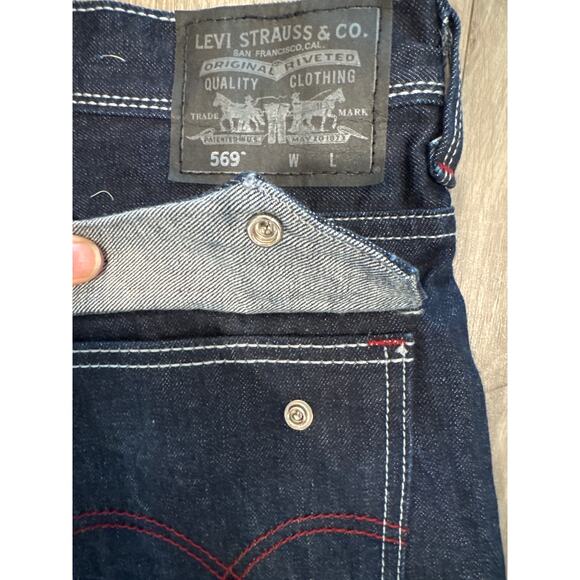 Levi's 569 Dark Blue w Red Stitching 100% Cotton Men's Size 34x32 - Picture 6 of 10
